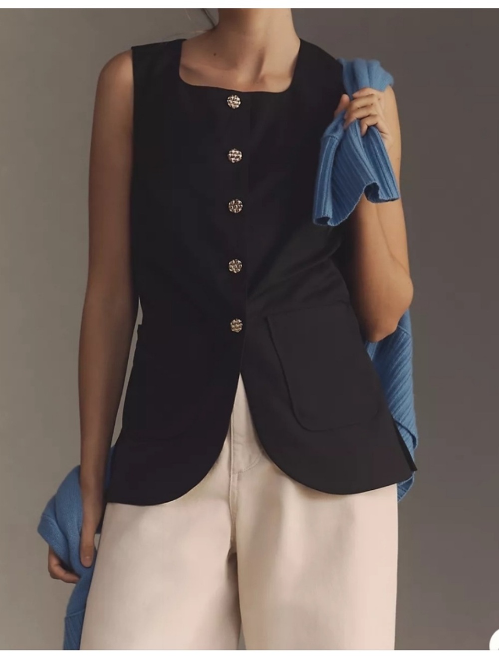 NWOT Maeve Black Sleeveless Button Front Vest from Anthropologie